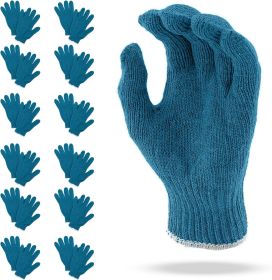 Cotton Work Gloves with Elastic Knit Wrist Pack of 24 Gloves 10 Oz Garden Gloves 10" Size Blue Gray Color Washable Reusable Gloves for Painter Mechani