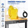 VEVOR Workbench Adjustable Height, 61" x 20" Garage Table w/ 27.1" - 36" Heights & 2000 LBS Load Capacity, with Power Outlets & Hardwood Top & Metal F