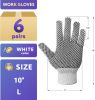 12 Pack String Knit Gloves with Black Dots 10" Size. Washable Elastic Knit Wrist Cotton Gloves with PVC Dots Workwear Gloves Comfortable Fit. Ideal fo