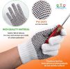 PVC String Knit Work Gloves 9.5 Size Pack of 24 Safety Work Gloves White Color with Black Dots. Coton Gloves for Warehouse Gardening Construction. Glo