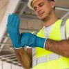 Cotton Work Gloves with Elastic Knit Wrist Pack of 24 Gloves 10 Oz Garden Gloves 10" Size Blue Gray Color Washable Reusable Gloves for Painter Mechani