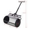 Peat Moss Spreader 24inch,Compost Spreader Metal Mesh,T shaped Handle for planting seeding,Lawn and Garden Care Manure Spreaders Roller ,black