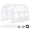 Walk-in Tunnel Greenhouse with Watering System Heavy Duty Portable Green House Protect Gardening Plants 1 Zipper Mesh Door, 8 Roll-up Windows, Thicken