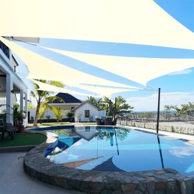 Artpuch Custom Size Cream Sun Shade Sail Triangle Canopy 185 GSM Durable Fabric UV Block Awning for Outdoor Patio Garden Backyard (Customized Availabl (Color: cream, size: 08x10x12.8)