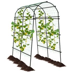7.5 Feet Garden Arch Trellis with PE Coated Metal Structure (Color: Black)