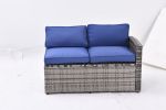 Outdoor Patio Furniture Set,7 Pieces Outdoor Sectional Conversation Sofa with Dining Table,Chairs and Ottomans,All Weather PE Rattan and Steel Frame,W
